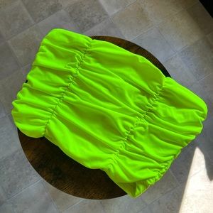 NEON GREEN Rouched Tube Top
